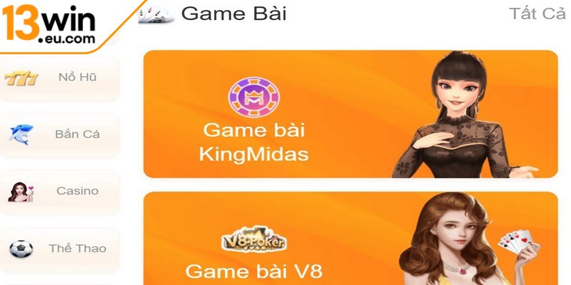 Sảnh game bài 13WIN eu luôn là lựa chọn yêu thích của rất nhiều người chơi